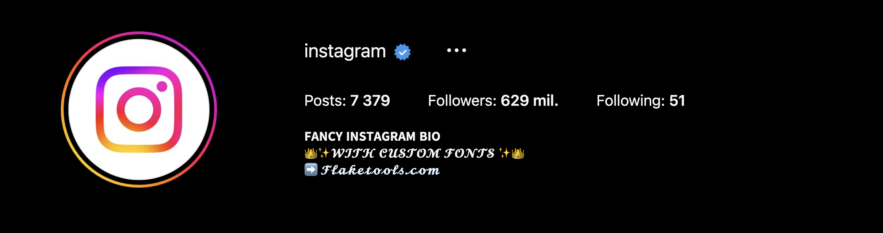 Instagram bio with included custom fonts and emojis