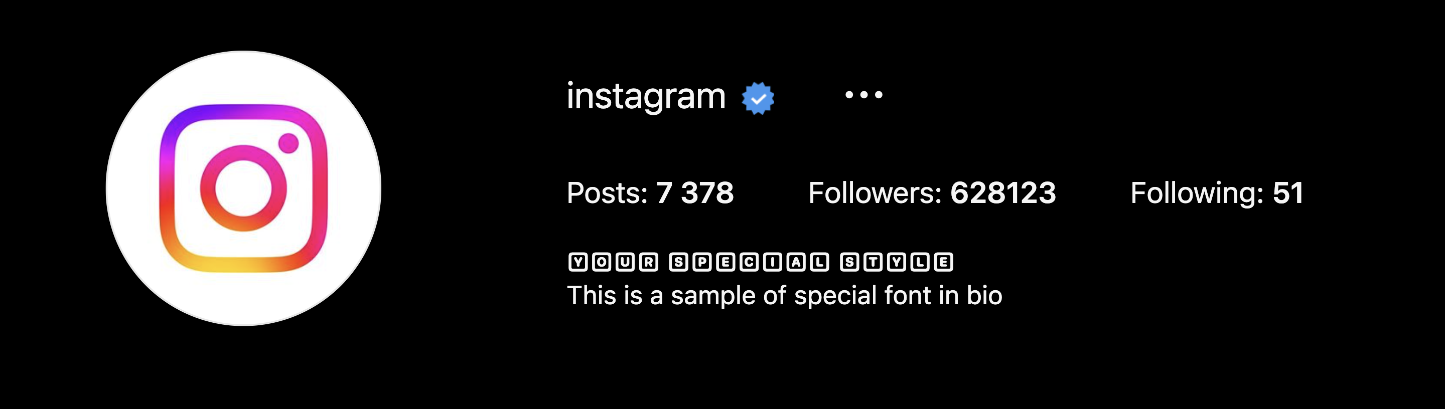 Squared text for instagram bio